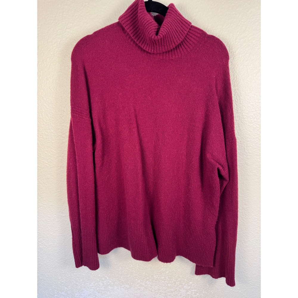 J Crew Turtleneck Sweater Womens Small Magenta Merino Alpaca Cozy Quiet Luxury